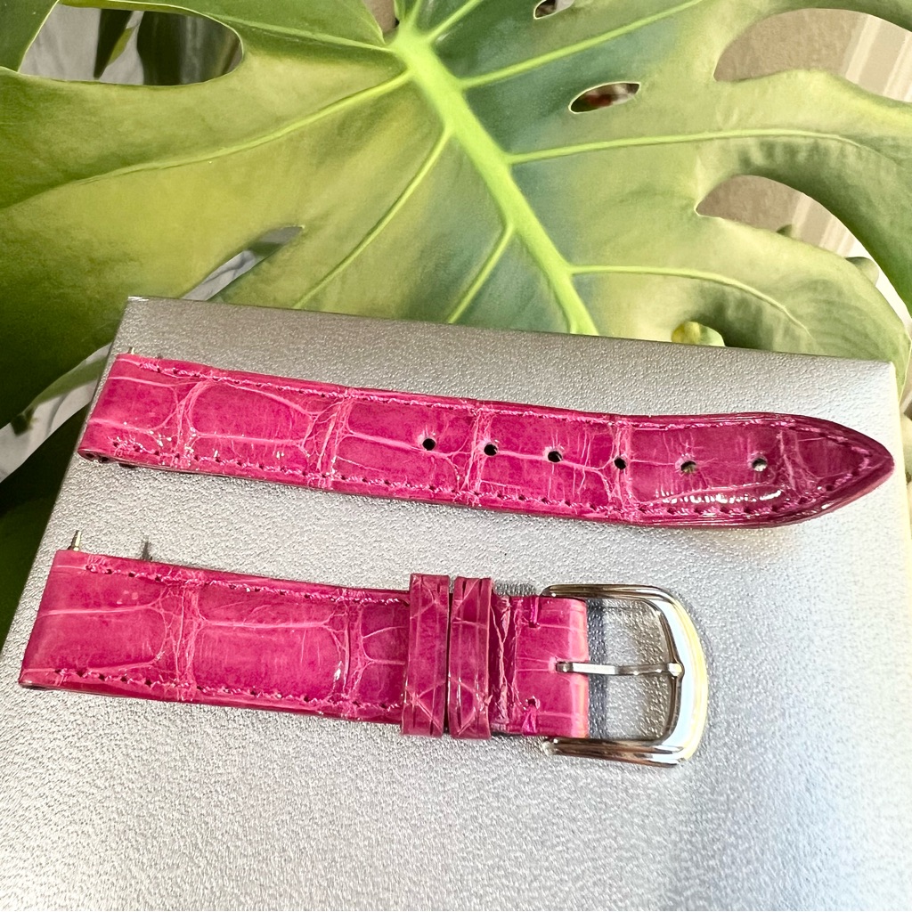 David Yurman Pink Crocodile Embossed Leather Watch Strap